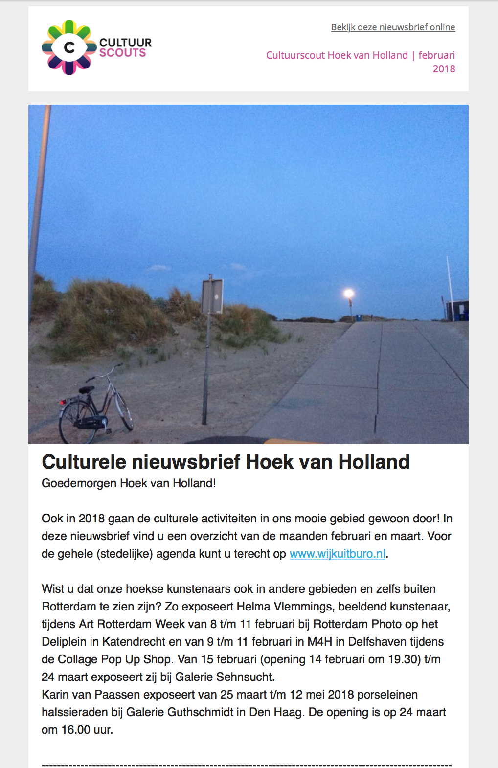 Culturele Nieuwsbrief van Hoek van Holland februari-maart 2018